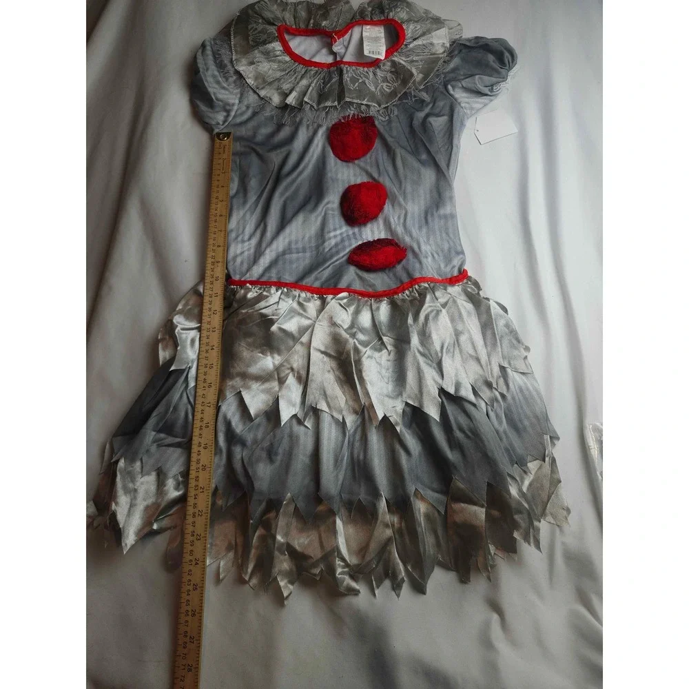 Fun World Carnevil Clown Costume Set 4 Piece Grey Red Small 4-6